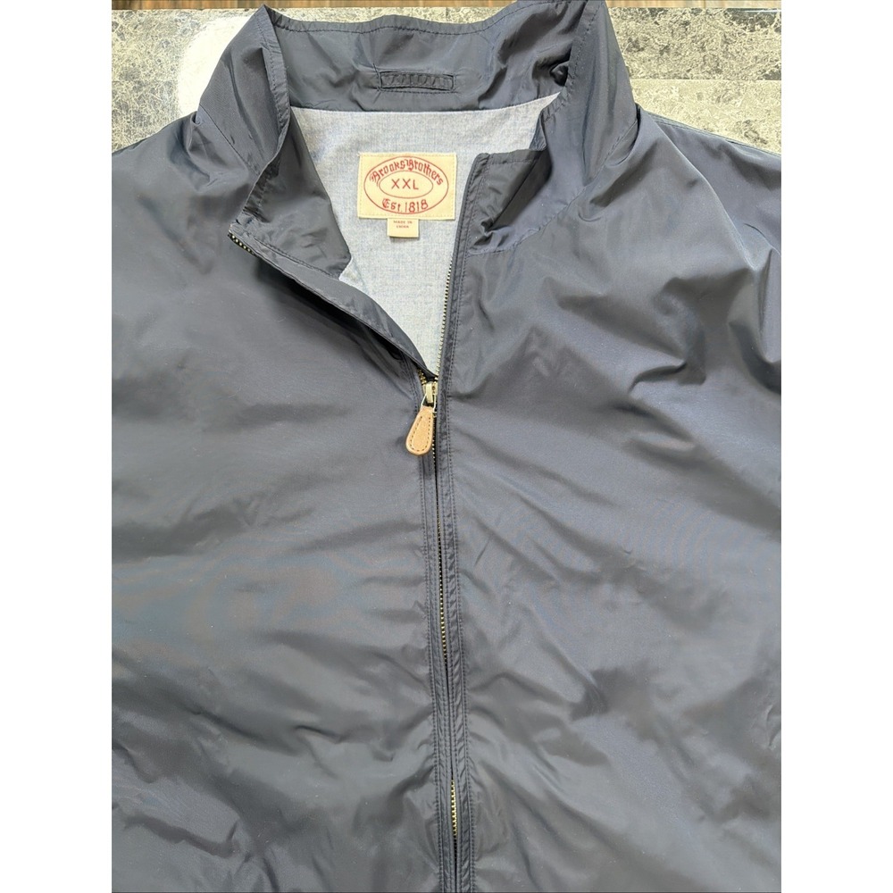 Brooks Brothers Plaid Lined Zip Up Jacket Adult XXL  Dark Blue Cotton Preppy‎